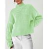 imagePRETTYGARDEN Womens Chunky Knit Sweaters 2026 Fall Long Sleeve Mock Neck Oversized Pullover Tops Winter Fashion ClothesLight Green