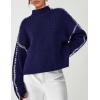 imagePRETTYGARDEN Womens Chunky Knit Sweaters 2026 Fall Long Sleeve Mock Neck Oversized Pullover Tops Winter Fashion ClothesNavy Blue