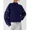 imagePRETTYGARDEN Womens Chunky Knit Sweaters 2026 Fall Long Sleeve Mock Neck Oversized Pullover Tops Winter Fashion ClothesNavy Blue
