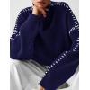imagePRETTYGARDEN Womens Chunky Knit Sweaters 2026 Fall Long Sleeve Mock Neck Oversized Pullover Tops Winter Fashion ClothesNavy Blue