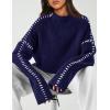 imagePRETTYGARDEN Womens Chunky Knit Sweaters 2026 Fall Long Sleeve Mock Neck Oversized Pullover Tops Winter Fashion ClothesNavy Blue