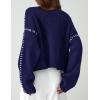 imagePRETTYGARDEN Womens Chunky Knit Sweaters 2026 Fall Long Sleeve Mock Neck Oversized Pullover Tops Winter Fashion ClothesNavy Blue