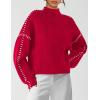 imagePRETTYGARDEN Womens Chunky Knit Sweaters 2026 Fall Long Sleeve Mock Neck Oversized Pullover Tops Winter Fashion ClothesRed