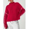imagePRETTYGARDEN Womens Chunky Knit Sweaters 2026 Fall Long Sleeve Mock Neck Oversized Pullover Tops Winter Fashion ClothesRed