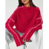 imagePRETTYGARDEN Womens Chunky Knit Sweaters 2026 Fall Long Sleeve Mock Neck Oversized Pullover Tops Winter Fashion ClothesRed