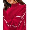 imagePRETTYGARDEN Womens Chunky Knit Sweaters 2026 Fall Long Sleeve Mock Neck Oversized Pullover Tops Winter Fashion ClothesRed