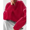 imagePRETTYGARDEN Womens Chunky Knit Sweaters 2026 Fall Long Sleeve Mock Neck Oversized Pullover Tops Winter Fashion ClothesRed