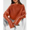imagePRETTYGARDEN Womens Chunky Knit Sweaters 2026 Fall Long Sleeve Mock Neck Oversized Pullover Tops Winter Fashion ClothesRust Red