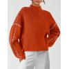 imagePRETTYGARDEN Womens Chunky Knit Sweaters 2026 Fall Long Sleeve Mock Neck Oversized Pullover Tops Winter Fashion ClothesRust Red