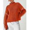 imagePRETTYGARDEN Womens Chunky Knit Sweaters 2026 Fall Long Sleeve Mock Neck Oversized Pullover Tops Winter Fashion ClothesRust Red