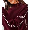 imagePRETTYGARDEN Womens Chunky Knit Sweaters 2026 Fall Long Sleeve Mock Neck Oversized Pullover Tops Winter Fashion ClothesWine Red