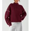 imagePRETTYGARDEN Womens Chunky Knit Sweaters 2026 Fall Long Sleeve Mock Neck Oversized Pullover Tops Winter Fashion ClothesWine Red