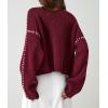 imagePRETTYGARDEN Womens Chunky Knit Sweaters 2026 Fall Long Sleeve Mock Neck Oversized Pullover Tops Winter Fashion ClothesWine Red