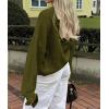 imagePRETTYGARDEN Womens Cropped Cardigans Trendy 2026 Ruffle Open Front Chunky Knit Sweater Oversized Button Down Fall ClothesArmy Green