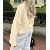 imagePRETTYGARDEN Womens Cropped Cardigans Trendy 2026 Ruffle Open Front Chunky Knit Sweater Oversized Button Down Fall ClothesBeige