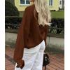 imagePRETTYGARDEN Womens Cropped Cardigans Trendy 2026 Ruffle Open Front Chunky Knit Sweater Oversized Button Down Fall ClothesBrown