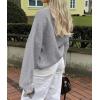 imagePRETTYGARDEN Womens Cropped Cardigans Trendy 2026 Ruffle Open Front Chunky Knit Sweater Oversized Button Down Fall ClothesGrey