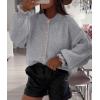 imagePRETTYGARDEN Womens Cropped Cardigans Trendy 2026 Ruffle Open Front Chunky Knit Sweater Oversized Button Down Fall ClothesGrey
