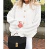 imagePRETTYGARDEN Womens Cropped Cardigans Trendy 2026 Ruffle Open Front Chunky Knit Sweater Oversized Button Down Fall ClothesWhite