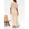 imagePRETTYGARDEN Womens Eyelet Cover Up Dress 2026 Summer Vacation Resort Maxi Dresses Beach Short Sleeve Hollow Out SundressApricot