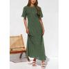 imagePRETTYGARDEN Womens Eyelet Cover Up Dress 2026 Summer Vacation Resort Maxi Dresses Beach Short Sleeve Hollow Out SundressArmy Green