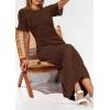 imagePRETTYGARDEN Womens Eyelet Cover Up Dress 2026 Summer Vacation Resort Maxi Dresses Beach Short Sleeve Hollow Out SundressBrown
