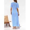 imagePRETTYGARDEN Womens Eyelet Cover Up Dress 2026 Summer Vacation Resort Maxi Dresses Beach Short Sleeve Hollow Out SundressLight Blue