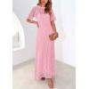 imagePRETTYGARDEN Womens Eyelet Cover Up Dress 2026 Summer Vacation Resort Maxi Dresses Beach Short Sleeve Hollow Out SundressPink