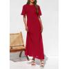 imagePRETTYGARDEN Womens Eyelet Cover Up Dress 2026 Summer Vacation Resort Maxi Dresses Beach Short Sleeve Hollow Out SundressRed