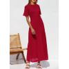 imagePRETTYGARDEN Womens Eyelet Cover Up Dress 2026 Summer Vacation Resort Maxi Dresses Beach Short Sleeve Hollow Out SundressRed