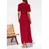 imagePRETTYGARDEN Womens Eyelet Cover Up Dress 2026 Summer Vacation Resort Maxi Dresses Beach Short Sleeve Hollow Out SundressRed