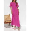 imagePRETTYGARDEN Womens Eyelet Cover Up Dress 2026 Summer Vacation Resort Maxi Dresses Beach Short Sleeve Hollow Out SundressRose Red