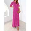 imagePRETTYGARDEN Womens Eyelet Cover Up Dress 2026 Summer Vacation Resort Maxi Dresses Beach Short Sleeve Hollow Out SundressRose Red