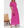 imagePRETTYGARDEN Womens Eyelet Cover Up Dress 2026 Summer Vacation Resort Maxi Dresses Beach Short Sleeve Hollow Out SundressRose Red