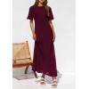imagePRETTYGARDEN Womens Eyelet Cover Up Dress 2026 Summer Vacation Resort Maxi Dresses Beach Short Sleeve Hollow Out SundressWine Red