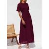 imagePRETTYGARDEN Womens Eyelet Cover Up Dress 2026 Summer Vacation Resort Maxi Dresses Beach Short Sleeve Hollow Out SundressWine Red