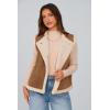 imagePRETTYGARDEN Womens Fall Fashion Faux Suede Vest Casual Sleeveless Button Down Fleece Sherpa Jacket Winter Coats Outerwear