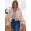 imagePRETTYGARDEN Womens Fringe Faux Suede Leather Jackets Fall Fashion 2026 Tassel Motorcycle Cropped CoatsBeige Apricot