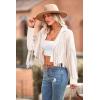 imagePRETTYGARDEN Womens Fringe Faux Suede Leather Jackets Fall Fashion 2026 Tassel Motorcycle Cropped CoatsBeige White