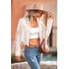 imagePRETTYGARDEN Womens Fringe Faux Suede Leather Jackets Fall Fashion 2026 Tassel Motorcycle Cropped CoatsBeige White