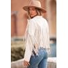 imagePRETTYGARDEN Womens Fringe Faux Suede Leather Jackets Fall Fashion 2026 Tassel Motorcycle Cropped CoatsBeige White