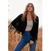 imagePRETTYGARDEN Womens Fringe Faux Suede Leather Jackets Fall Fashion 2026 Tassel Motorcycle Cropped CoatsBlack