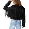 imagePRETTYGARDEN Womens Fringe Faux Suede Leather Jackets Fall Fashion 2026 Tassel Motorcycle Cropped CoatsBlack