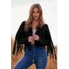 imagePRETTYGARDEN Womens Fringe Faux Suede Leather Jackets Fall Fashion 2026 Tassel Motorcycle Cropped CoatsBlack