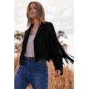 imagePRETTYGARDEN Womens Fringe Faux Suede Leather Jackets Fall Fashion 2026 Tassel Motorcycle Cropped CoatsBlack