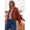 imagePRETTYGARDEN Womens Fringe Faux Suede Leather Jackets Fall Fashion 2026 Tassel Motorcycle Cropped CoatsBrick Red