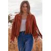 imagePRETTYGARDEN Womens Fringe Faux Suede Leather Jackets Fall Fashion 2026 Tassel Motorcycle Cropped CoatsBrick Red