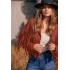 imagePRETTYGARDEN Womens Fringe Faux Suede Leather Jackets Fall Fashion 2026 Tassel Motorcycle Cropped CoatsBrick Red