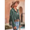 imagePRETTYGARDEN Womens Fringe Faux Suede Leather Jackets Fall Fashion 2026 Tassel Motorcycle Cropped CoatsGreen