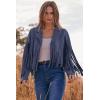 imagePRETTYGARDEN Womens Fringe Faux Suede Leather Jackets Fall Fashion 2026 Tassel Motorcycle Cropped CoatsHaze Blue
